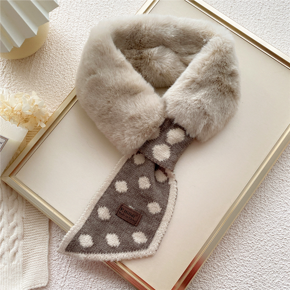 Collar Rex Rabbit Fur Winter Cross Scarf - Image 6