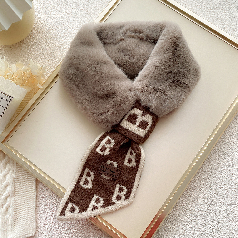 Collar Rex Rabbit Fur Winter Cross Scarf - Image 10