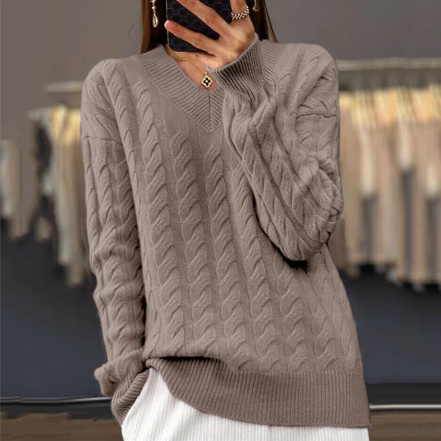 Women's V-neck Sweater Pullover Sweater - Image 9