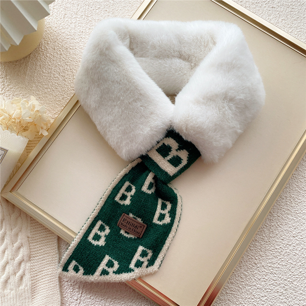 Collar Rex Rabbit Fur Winter Cross Scarf - Image 3