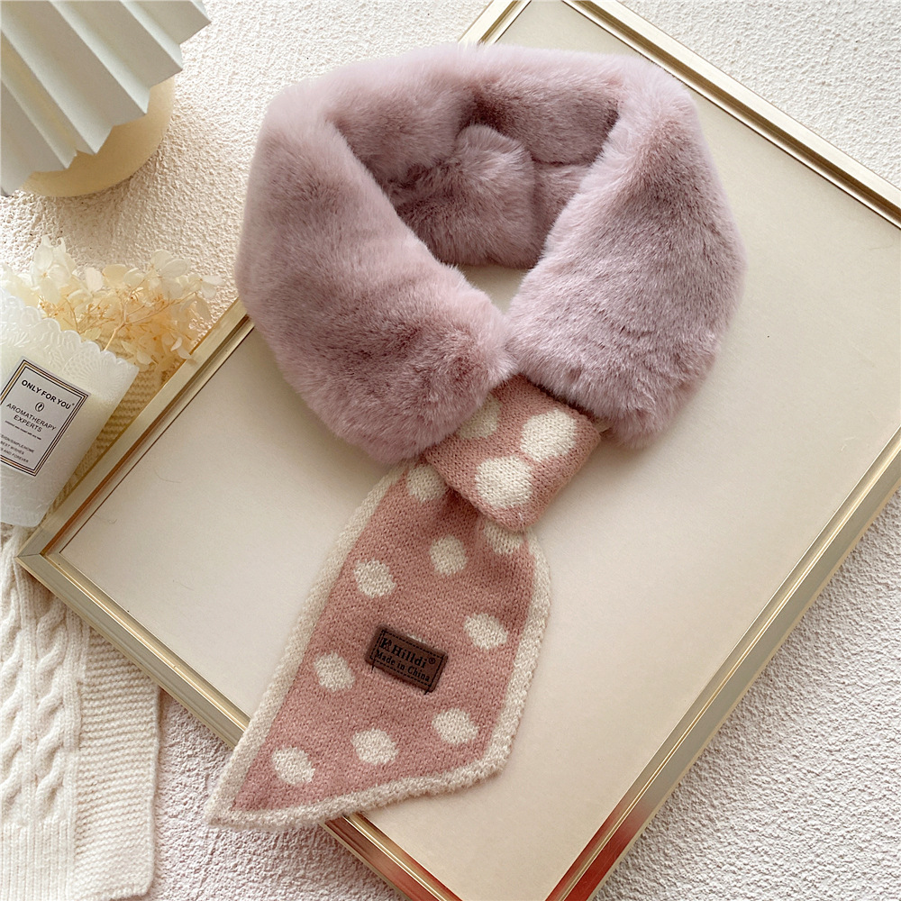 Collar Rex Rabbit Fur Winter Cross Scarf - Image 5