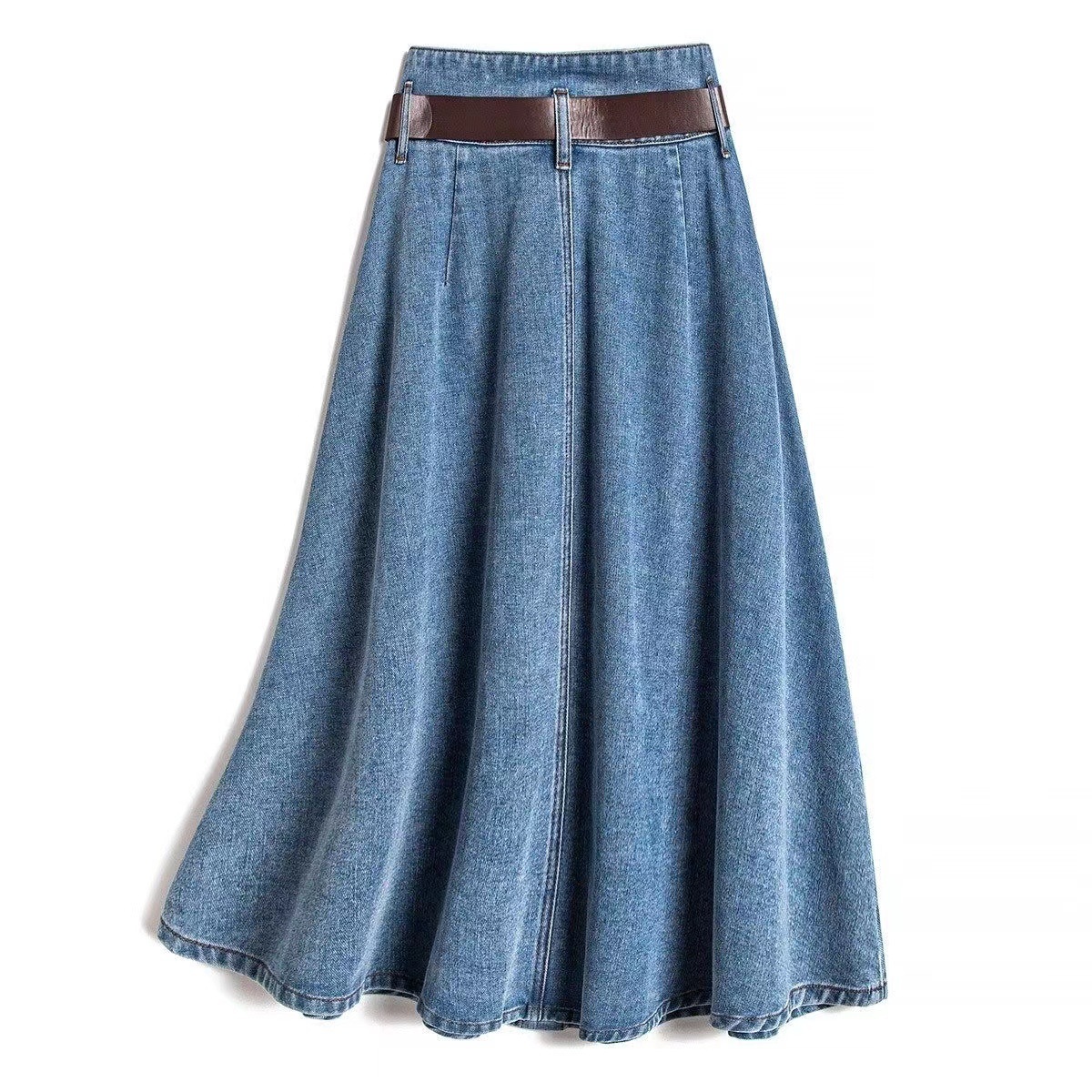 Pleated Skirt High Waist Slimming Sense Of Design Casual Denim Skirt - Image 5
