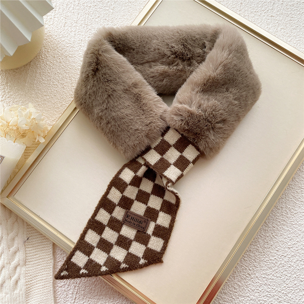Collar Rex Rabbit Fur Winter Cross Scarf - Image 2