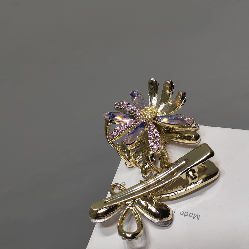 Metal Grab Clip Sweet And Simple Crystal Daisy Korean Elegant Hair Catch Summer - Image 3