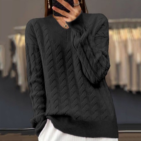 Women's V-neck Sweater Pullover Sweater - Image 10