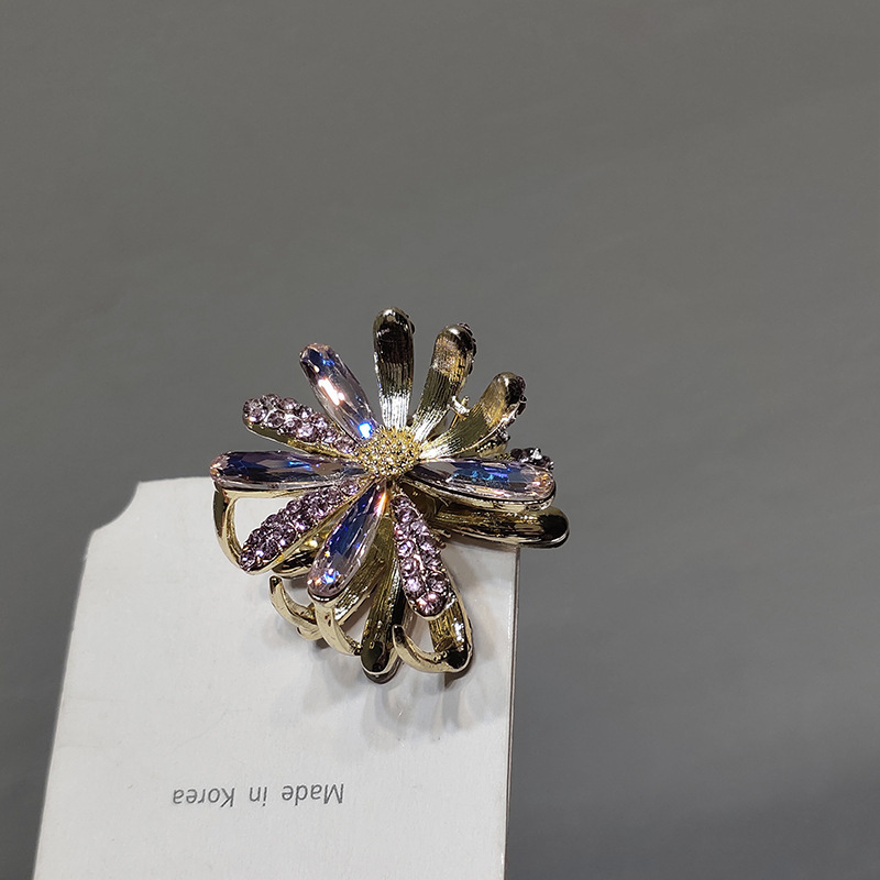 Metal Grab Clip Sweet And Simple Crystal Daisy Korean Elegant Hair Catch Summer - Image 2
