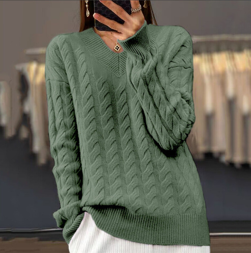 Women's V-neck Sweater Pullover Sweater - Image 8