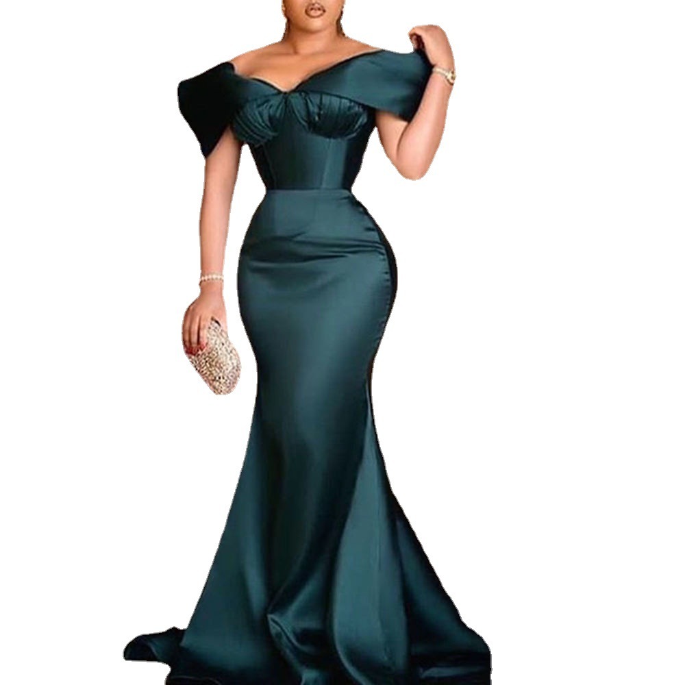One-shoulder Long Skirt, Chest-wrapped Waist And Floor-standing Pencil Dress - Image 3