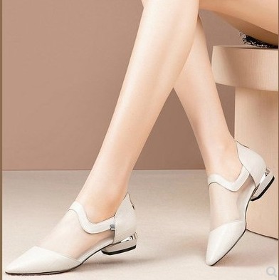 New Spring And Summer Thick-Heeled Flat-Bottomed Mesh Toe Cap And Female Sandals - Image 6