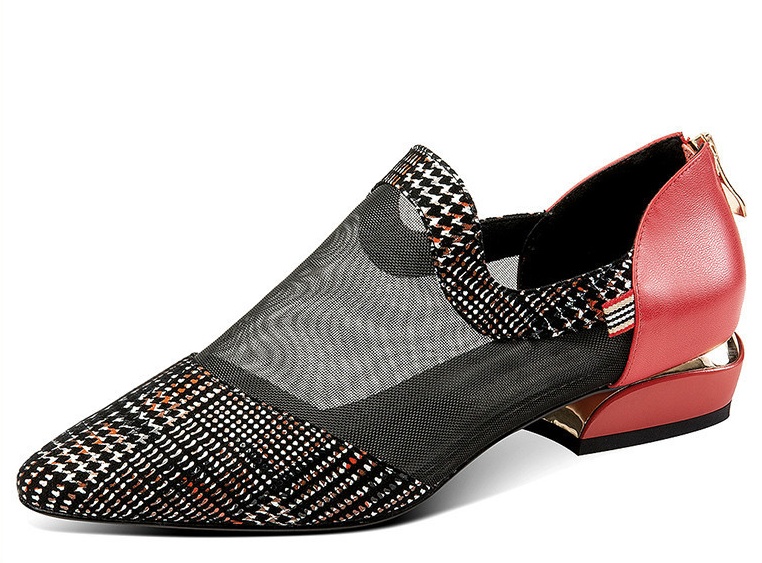 New Spring And Summer Thick-Heeled Flat-Bottomed Mesh Toe Cap And Female Sandals - Image 3