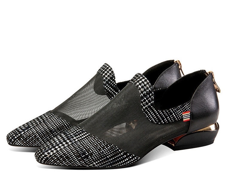 New Spring And Summer Thick-Heeled Flat-Bottomed Mesh Toe Cap And Female Sandals - Image 4