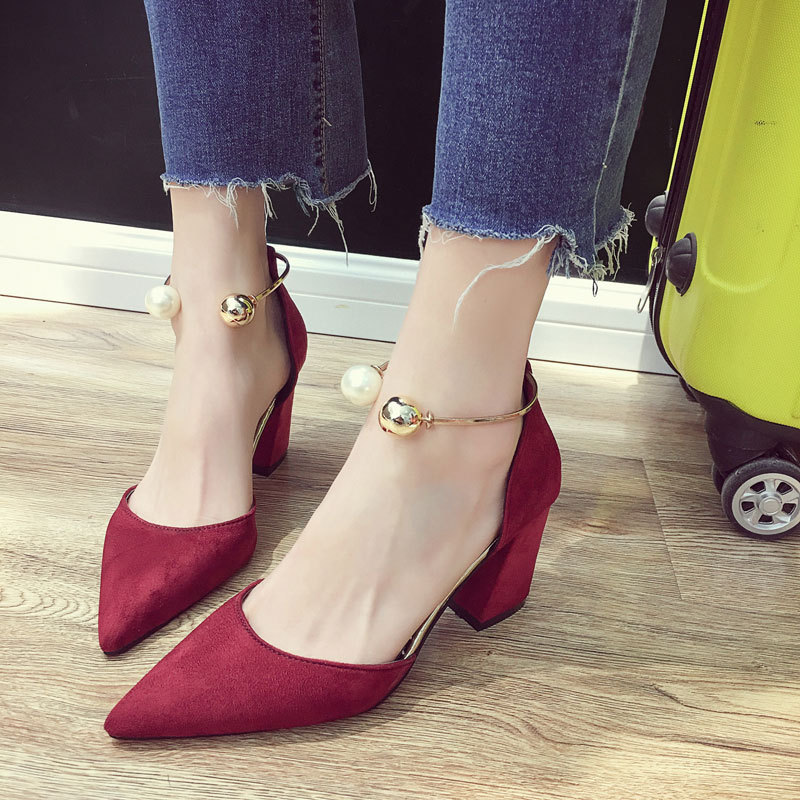 High Heeled Shoes Female New Ins Xianwang Red Pointed Wedding Shoes - Image 6