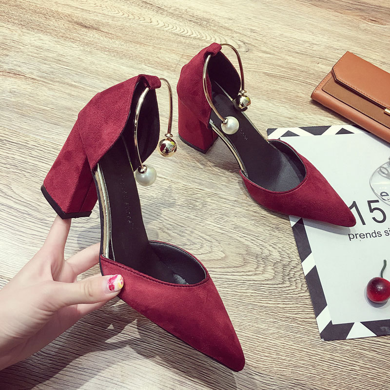 High Heeled Shoes Female New Ins Xianwang Red Pointed Wedding Shoes - Image 3