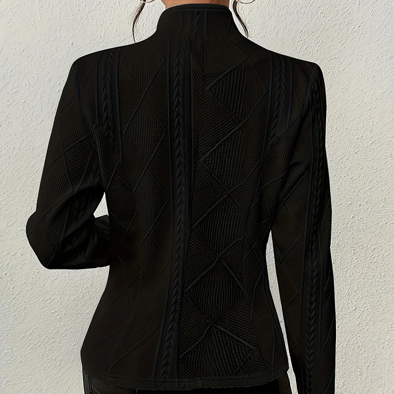 Women's Elegant Textured Open Front Business Casual Work Office Blazer Jacket Suit - Image 2