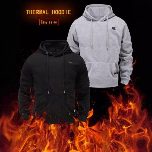 Men's USB Heating Brushed Hoody Warm