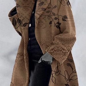 Fashion Retro Women's Lapel Print Wool Jacket