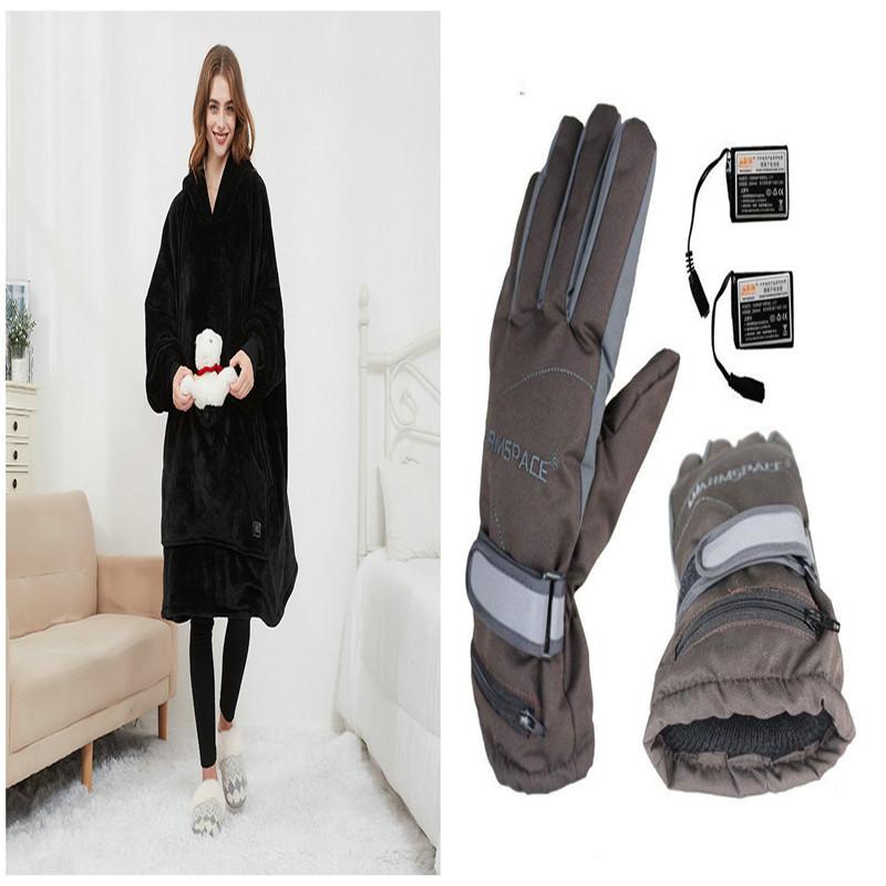 USB Heated Wearable Blanket Oversized Lazy Hoodie With Large Heating Area Back Cozy Warm Sherpa Hoodie Blanket No Battery Pack - Image 5