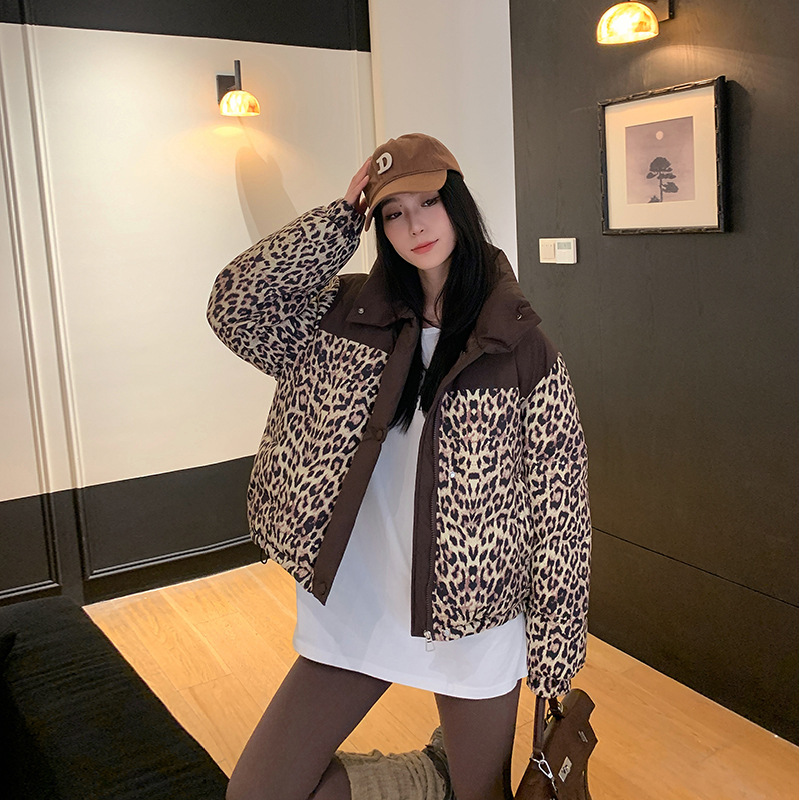 Cotton-padded Jacket Loose Thick Printed Short Coat - Image 3