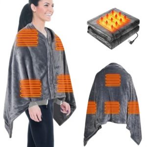 59 Plus 31in USB Heated Blanket Electric Heated Blanket Heated Poncho Shawl Wrap Throw With Zipper Washable For Home Office