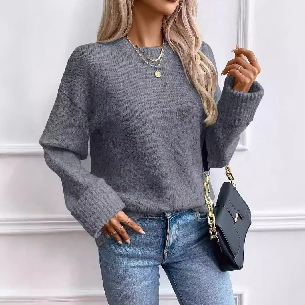 Women's Round Neck Pullover Comfort And Casual Long Sleeve Sweater - Image 6