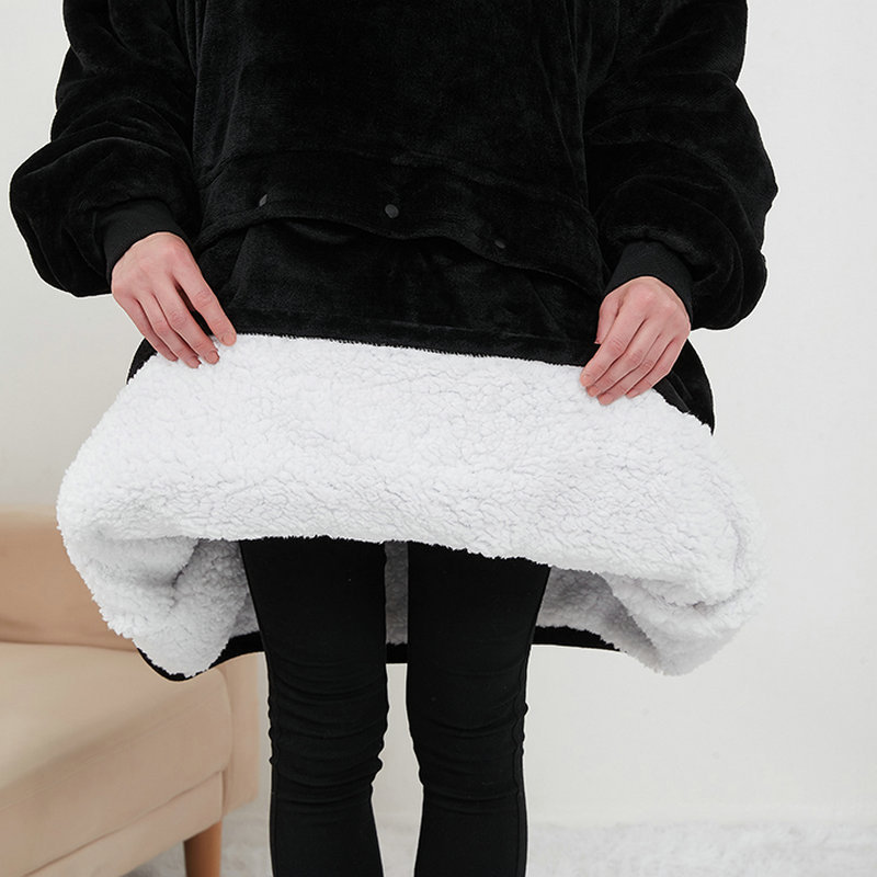 USB Heated Wearable Blanket Oversized Lazy Hoodie With Large Heating Area Back Cozy Warm Sherpa Hoodie Blanket No Battery Pack - Image 8