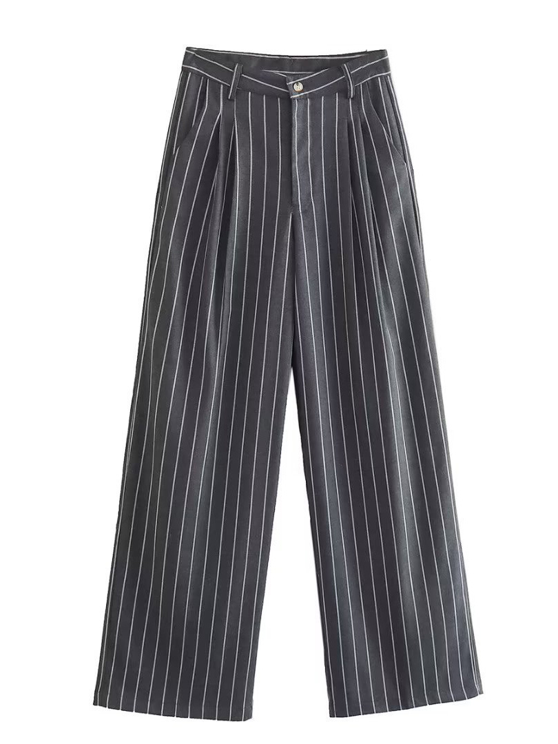 Elegant Striped Blazer & High Waist Pants Set - Image 9