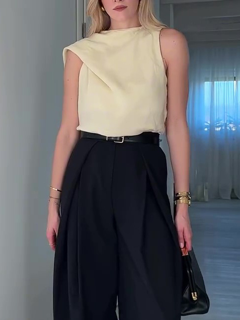 Elegant Sleeveless Solid Color Tank Top - Image 5